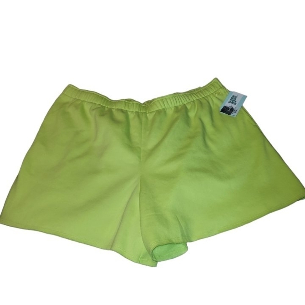 Dsg mid rise boyfriend Fleece lime green shorts neon